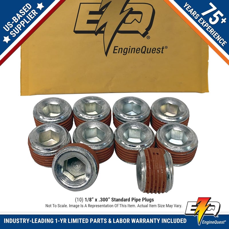 EngineQuest Store 1/8" NPT Pipe Plug, Vibra-Seal Coating, Pack of 10 | 1/8" X .300” NPT Threaded | Leak-Proof Seal | Durable Performance - Image 2